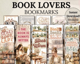 Funny Quote Bookmarks: 10 Bookmark Bundle, Book Club Gift (Digital Download)