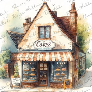 Clip Art Bundle: 15 Cake Shop PNGs für Junk Journaling, Kartenherstellung, Scrapbook, Handwerk, kleiner gemütlicher Laden Patisserie Designs digitaler Download