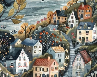 Seaside Village Clipart Bundle: 13 Watercolour Town PNGs for Crafts Junk Journal (Digital Download)