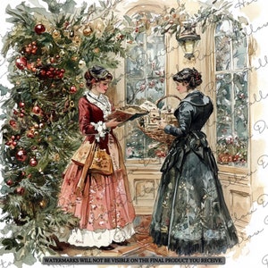 Clip Art Bundle: 18 Viktorianische Weihnachten PNGs für Junk Journaling, Kartenherstellung, Scrapbook-Handwerk, Vintage, antike Kunst, festliche digitaler Download