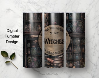 Witchy Tumbler Sublimation Wrap, Printable Wrap for 20oz Skinny Tumbler, Digital Download, Halloween Tumbler Design,  PNG file 300DPI