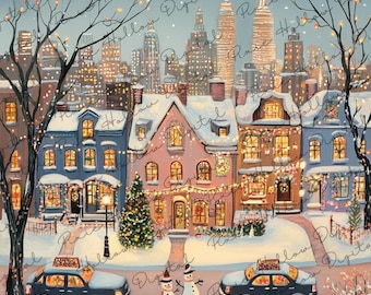 Christmas City Clipart Bundle: 18 Watercolour Images (Digital Download)