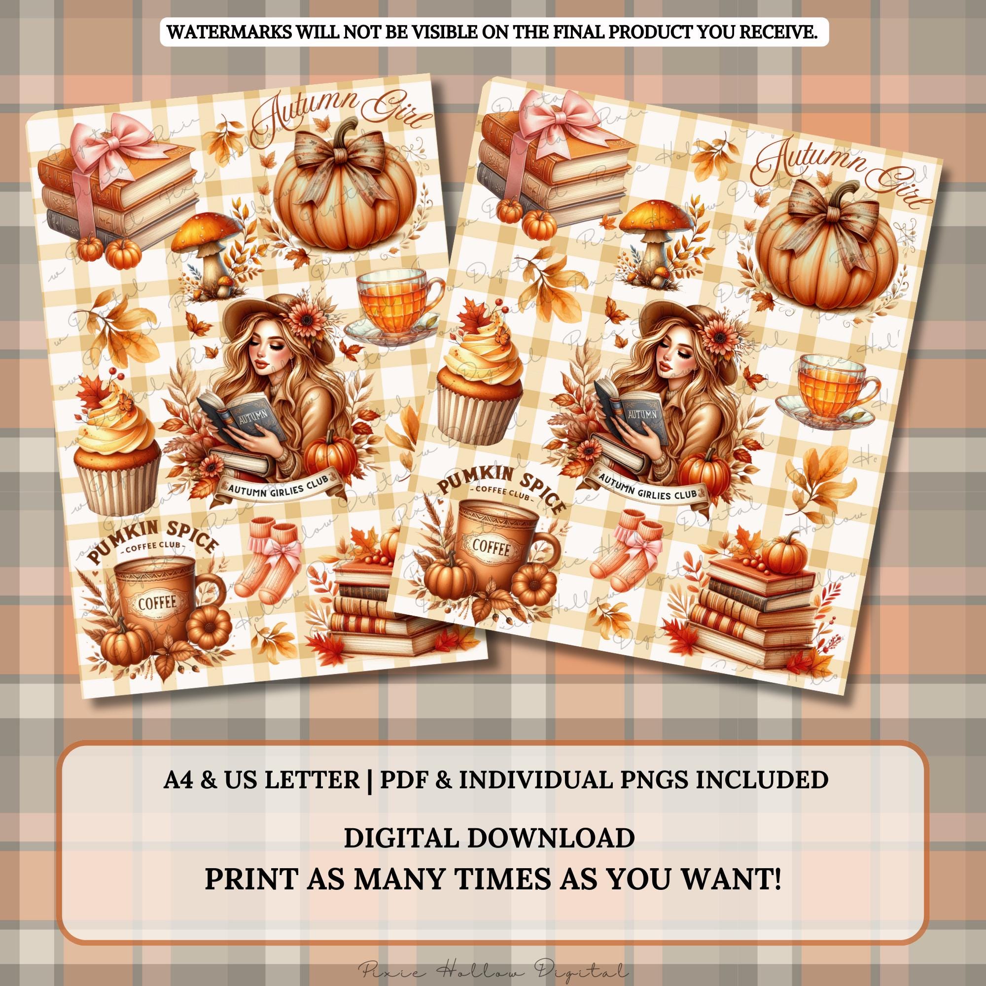 Autumn Girl Kindle Clear Case Insert: Printable Fall Kindle Cover ...