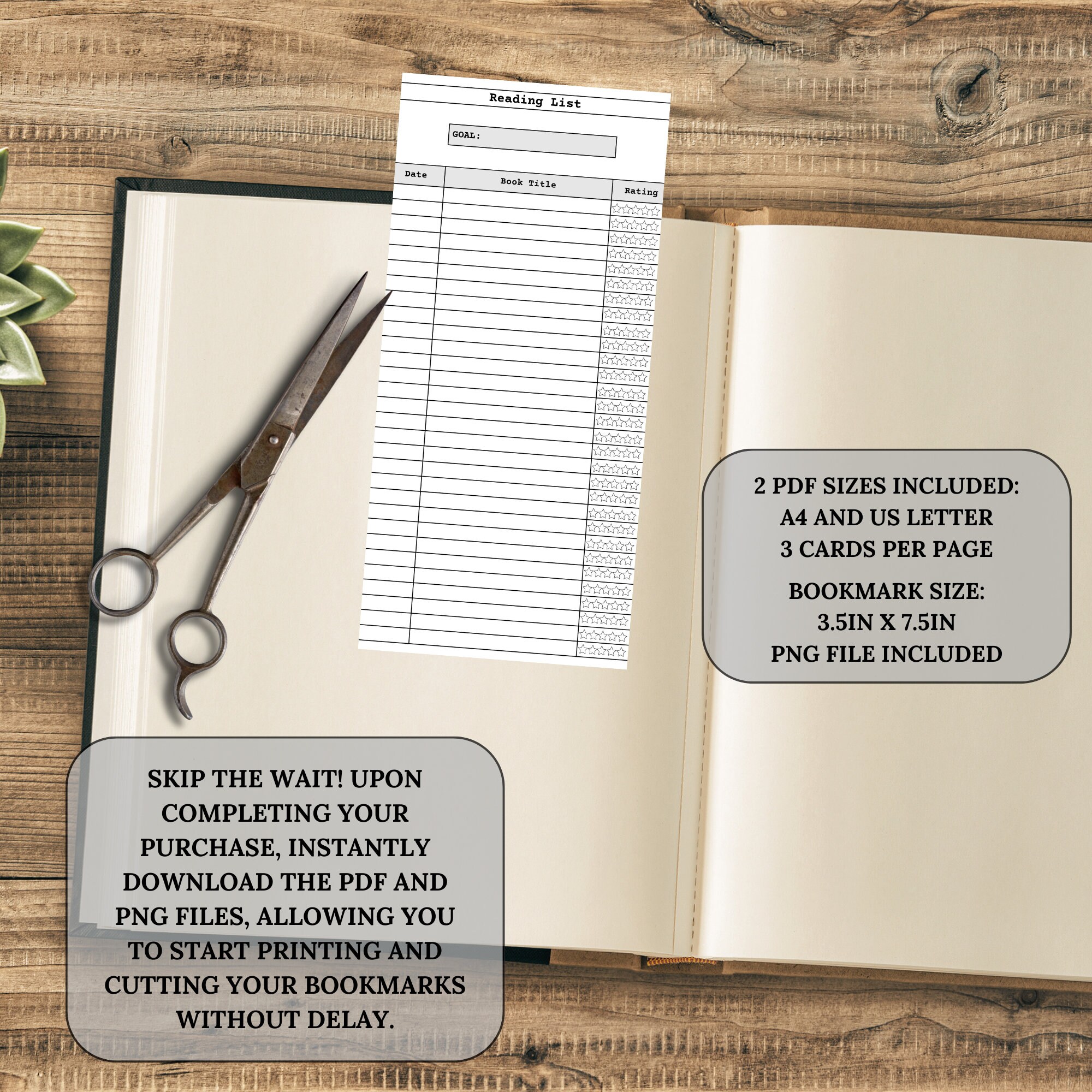 Library Card Bookmark, Printable Reading List Book Club Gift, Vintage ...