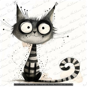 Clip Art Bundle: 10 Whimsical Cat Pngs, Scruffy Cute Cats for Junk ...