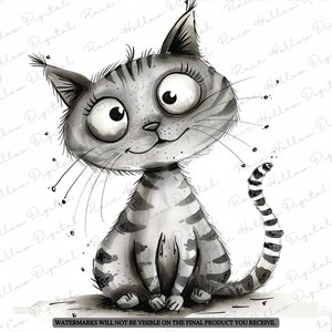 Clip Art Bundle: 10 Whimsical Cat Pngs, Scruffy Cute Cats for Junk ...