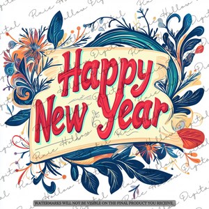 Clip Art-bundel: 18 Happy New Year-png's voor junkjournaling, kaarten maken, scrapbooking, ontwerpen voor feestelijke vieringen, digitale download