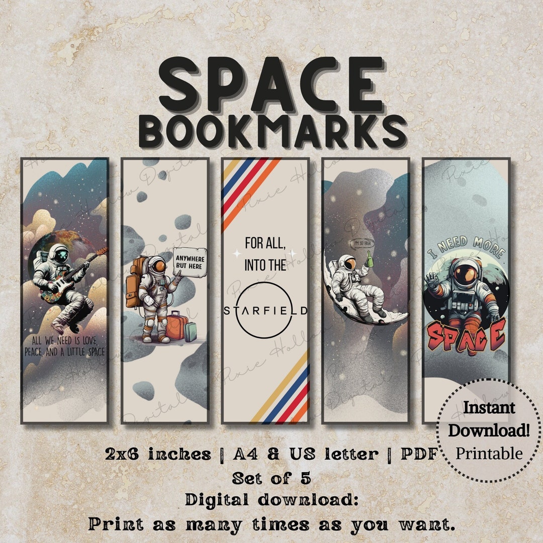 Space Bookmarks Printable Gift for Outer Space Lovers Set of 5 Space ...
