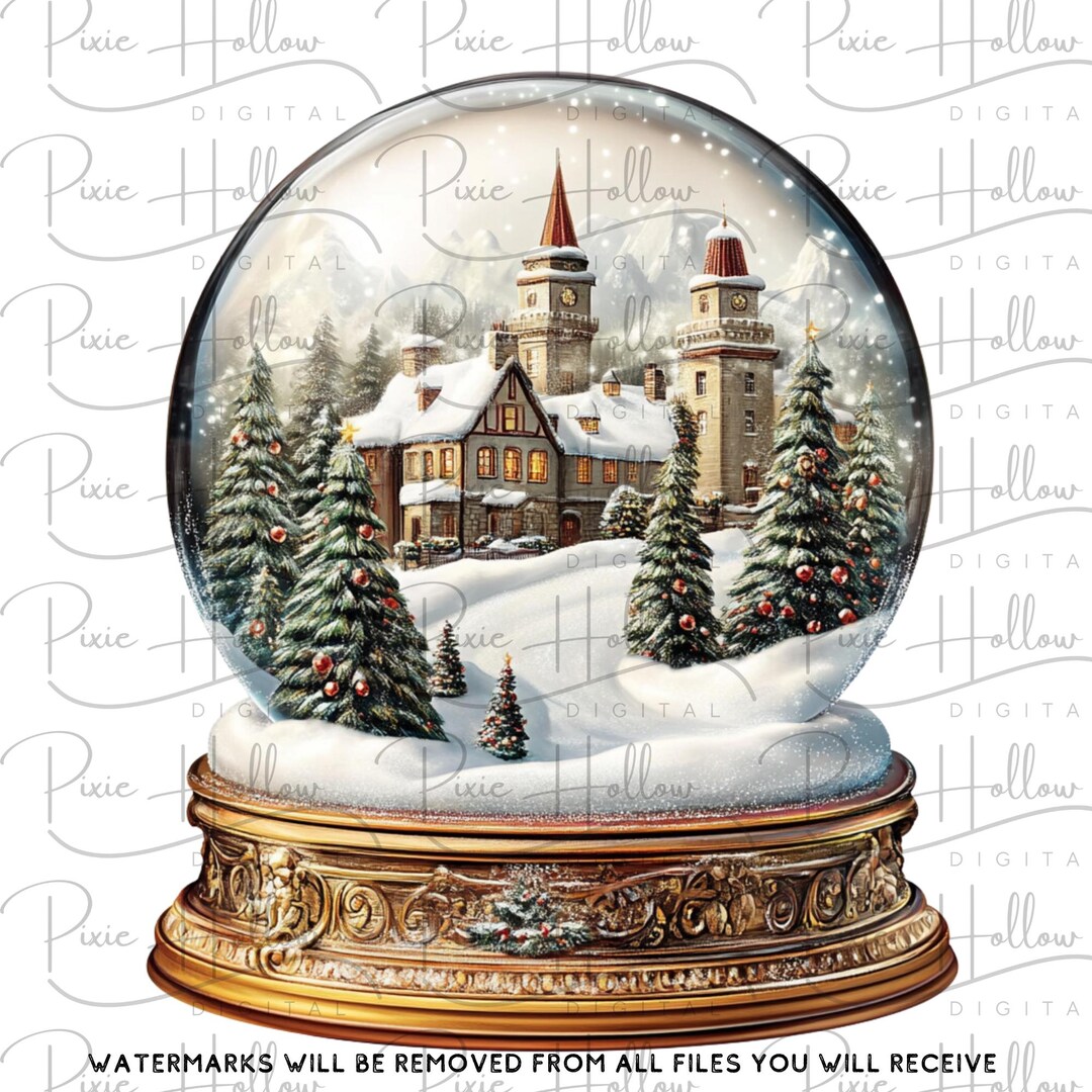 Christmas Snow Globe Clipart Bundle: 26 Vintage PNG Images (digital ...