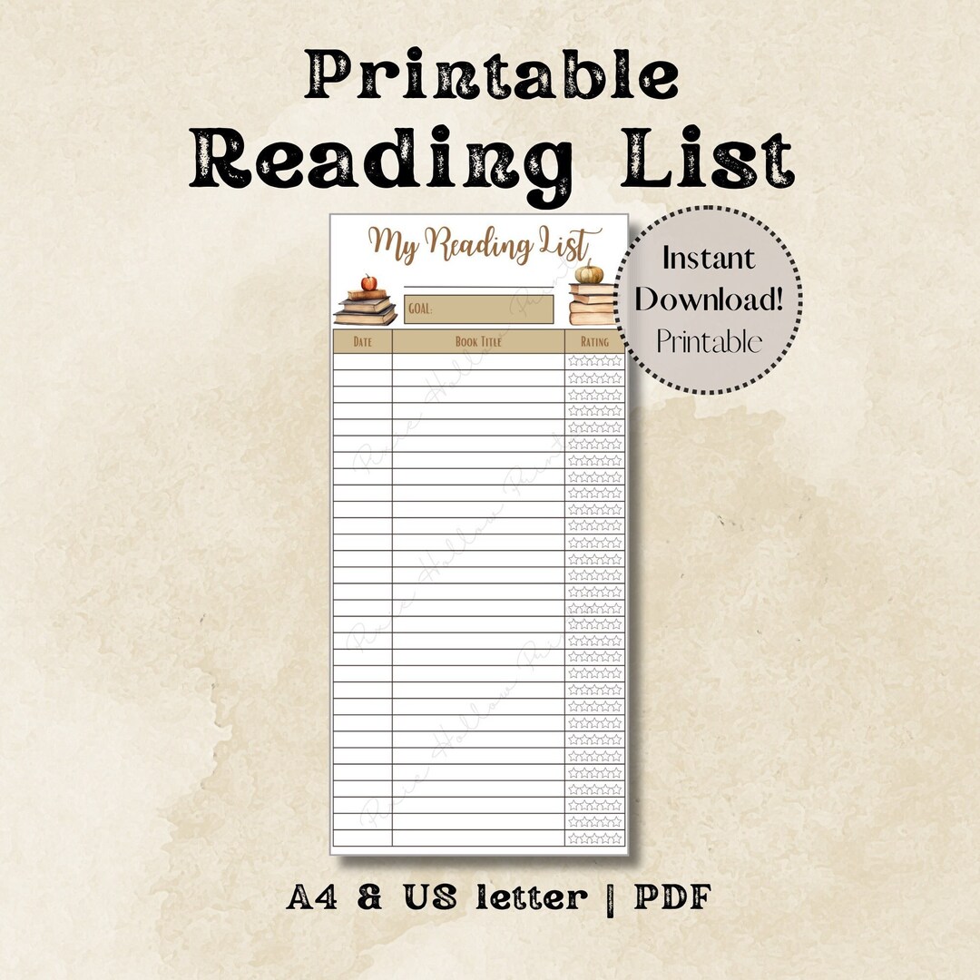Reading List Bookmark, Printable Fall Cozy Bookmark, Reading Tracker