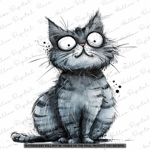 Clip Art Bundle: 10 Whimsical Cat Pngs, Scruffy Cute Cats for Junk ...