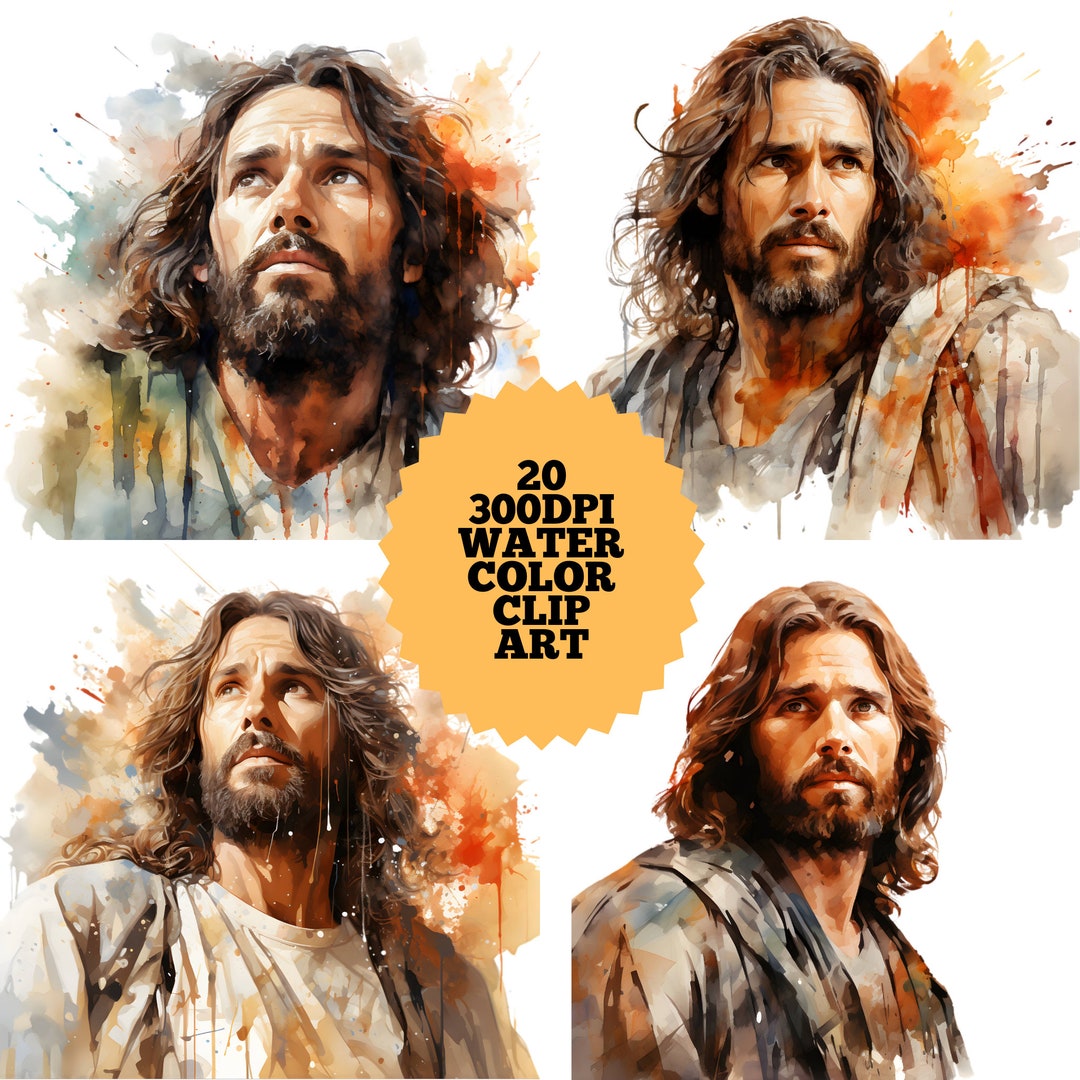 20 Jesus Watercolor Clipart Bundle, Christmas Clip Art, Catholic ...