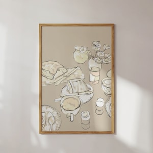 Aesthetic Breakfast Print, Kitchen Decor Brunch Print, Breakfast Painting, Brunch Poster, Modern Art Print, Instant Download
