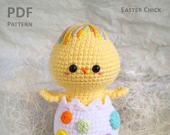 Easter Chick Digital PDF Pattern, Amigurumi Chick, Crochet Chick Pattern, Easy Baby Pattern, Beginner Amigurumi, Baby Shower, Funny Chick