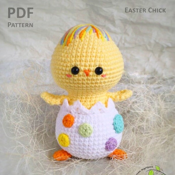 Easter Chick Digital PDF Pattern, Amigurumi Chick, Crochet Chick Pattern, Easy Baby Pattern, Beginner Amigurumi, Baby Shower, Funny Chick