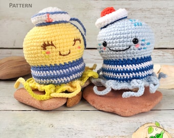 OCTOPUS AMIGURUMI PDF Pattern ,Easy Sailor Amigurumi, No Sew Marine Design,Baby Shower Gift Toy, Cute Newborn Rattle