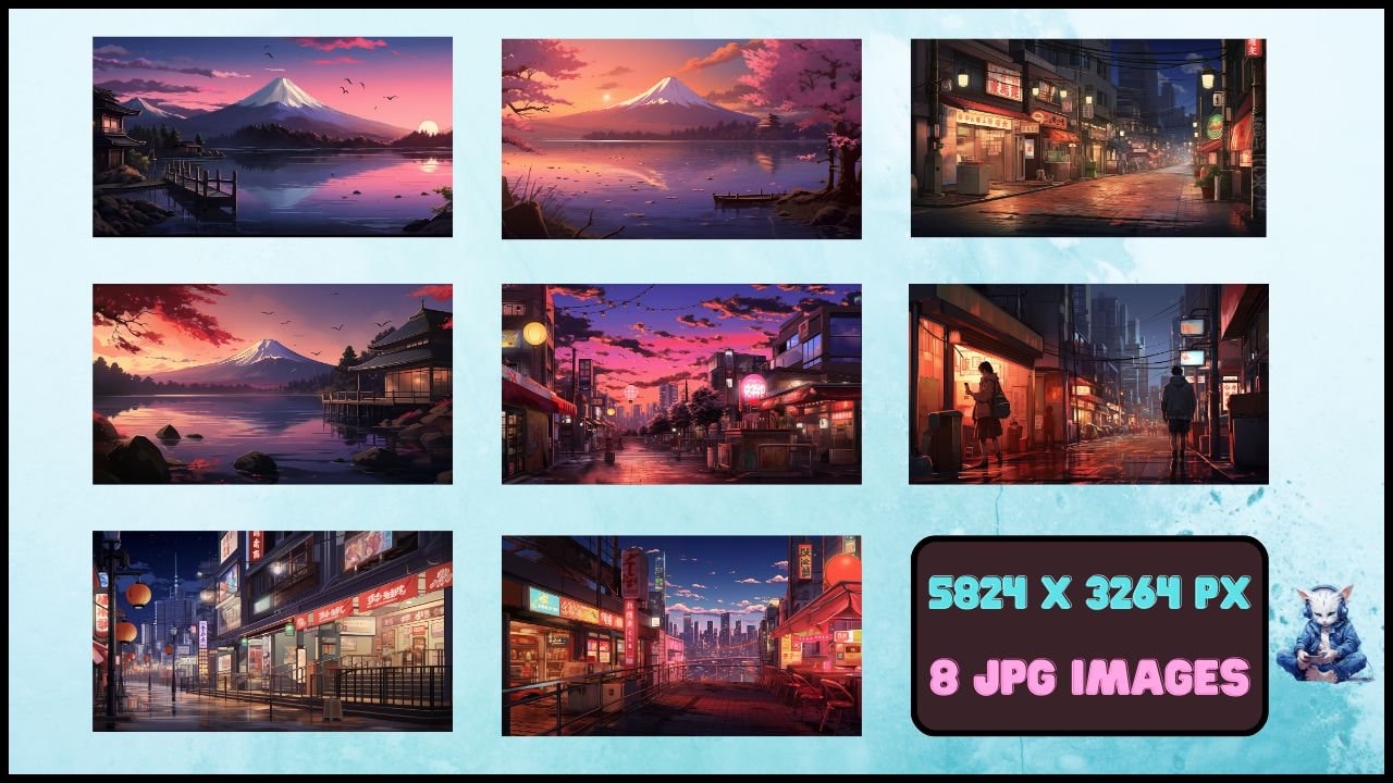 8 Lofi Japan Anime Style Visual Novels Vtuber Still Backgrounds
