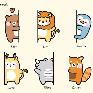 Animal Cartoon Decals, Door Decoration Stickers, kids room décor, Gift for kids, Gift for Animal Lovers, Cute wall stickers, Door decals,