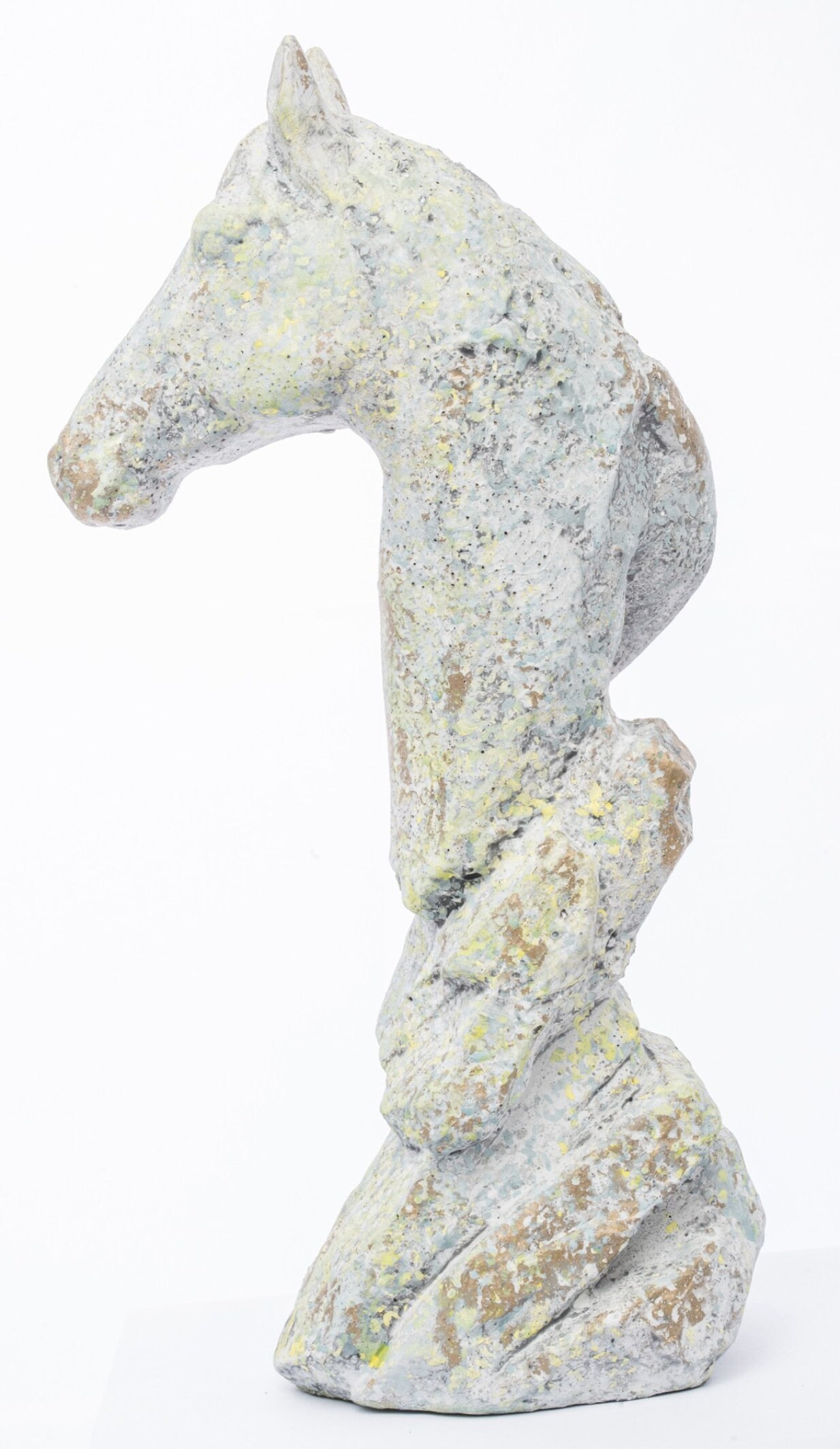 Stone Horse Statue Garden Animal Head Ornament Aged Concrete Etsy