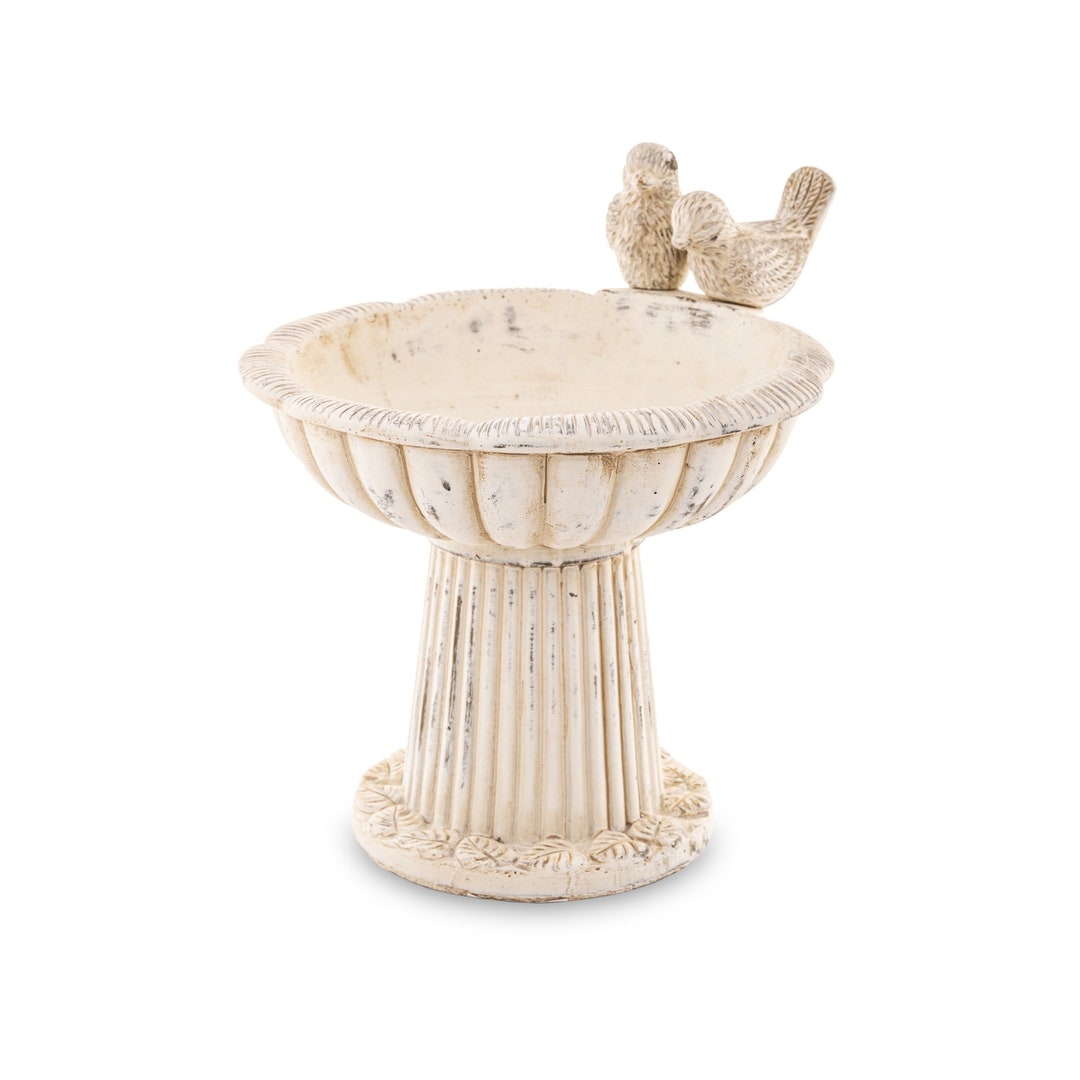 Stone Bird Bath Garden Water Bowl Vintage Bird Feeder Ornament Etsy