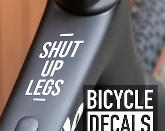 Adesivo de bicicleta "Cala a boca, pernas" - Adesivo motivacional personalizado para bicicleta