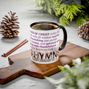 Psalms & Hymns, Colossians 3:16 Scripture Mug - Christian Gift, Color Accent, 11 oz