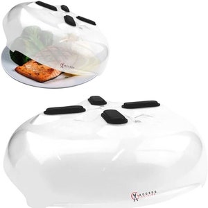 Transparent Magnet Food Splatter Guard Microwave Hover Cover Lid Vented  &Hot Pad