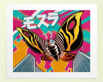 Mothra - Giclee Art Print / Illustration Japanese Wall Art Toho Godzilla Poster /