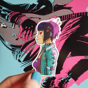 Noodle Gorillaz ispirato - Adesivo in vinile / Fustellato Opaco Opaco Illustrazione Jamie Hewlett ispirato