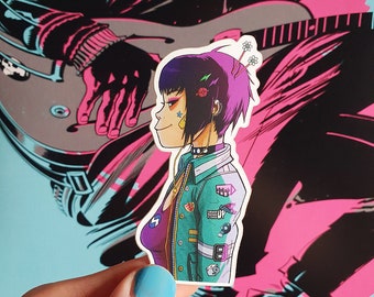 Noodle Gorillaz inspired - Vinyl Sticker / Die Cut Matte Matt Illustration Jamie Hewlett inpspired