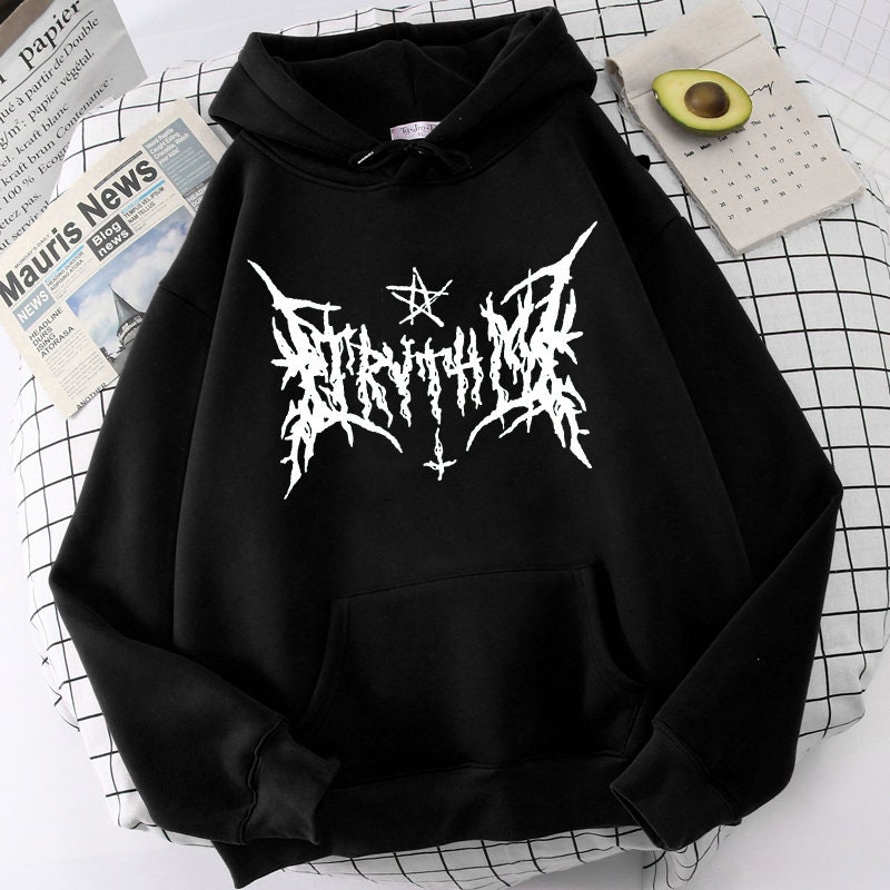 Hoodie with metal spikes on hood top