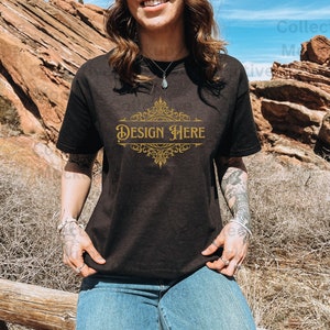 Gildan 5000 Black Tshirt Mockup | Gildan 5000 Mockup | Outdoor Mockup | Location Mockup | Model Mockup | Black Shirt Mockup | Womens Mockup