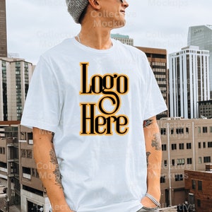 White Bella Canvas 3001 Mockup | Outdoor Mockup | Location Mockup | Model Mockup | Mens Mockup | White Tshirt Mockup | Bella Canvas 3001