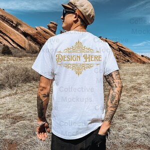 Gildan 5000 White Tshirt Mockup | Gildan 5000 Mockup | Outdoor Mockup | Location Mockup | Model Mockup | White Shirt Mockup | Mens Mockup