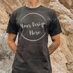 Black Bella Canvas 3001 Mockup, T-Shirt Mockup, Male t-shirt Mockup, Model Mockup, Nature, Black Tshirt mock, Model 3001 Mockup