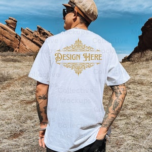 White Bella Canvas 3001 Mockup | Outdoor Mockup | Location Mockup | Model Mockup | Mens Mockup | White Tshirt Mockup | Bella Canvas 3001