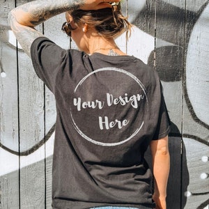 Gildan 5000 Black Tshirt Mockup | Gildan 5000 Mockup | Outdoor Mockup | Location Mockup | Model Mockup | Black Shirt Mockup | Womens Mockup
