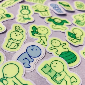 Smiski Mini Stickers: Glow-in-the-Dark Vinyl Decals - Blind Bag