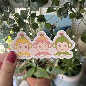 Holographic Banana Monkey Sonny Angel Sticker - Water Resistant Vinyl