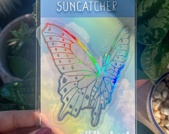 Butterfly Sun Catcher Sticker: Holographic Rainbow Window Cling
