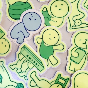 Glow In The Dark Smiski Stickers: Green Vinyl Decals - Set 2