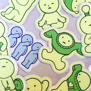 Glow In The Dark Smiski Stickers: Green Vinyl Decals - Set 1