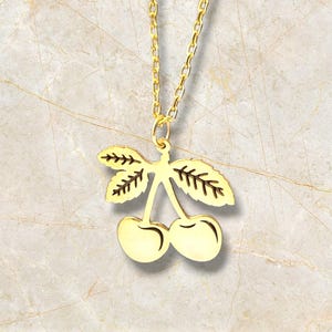 Dainty Fruit Necklace, Cherry Necklace, Cute Summer Gift for Her, Kawaii Pendant, Trendy Necklace, Dainty Necklace, Summer Pendant.