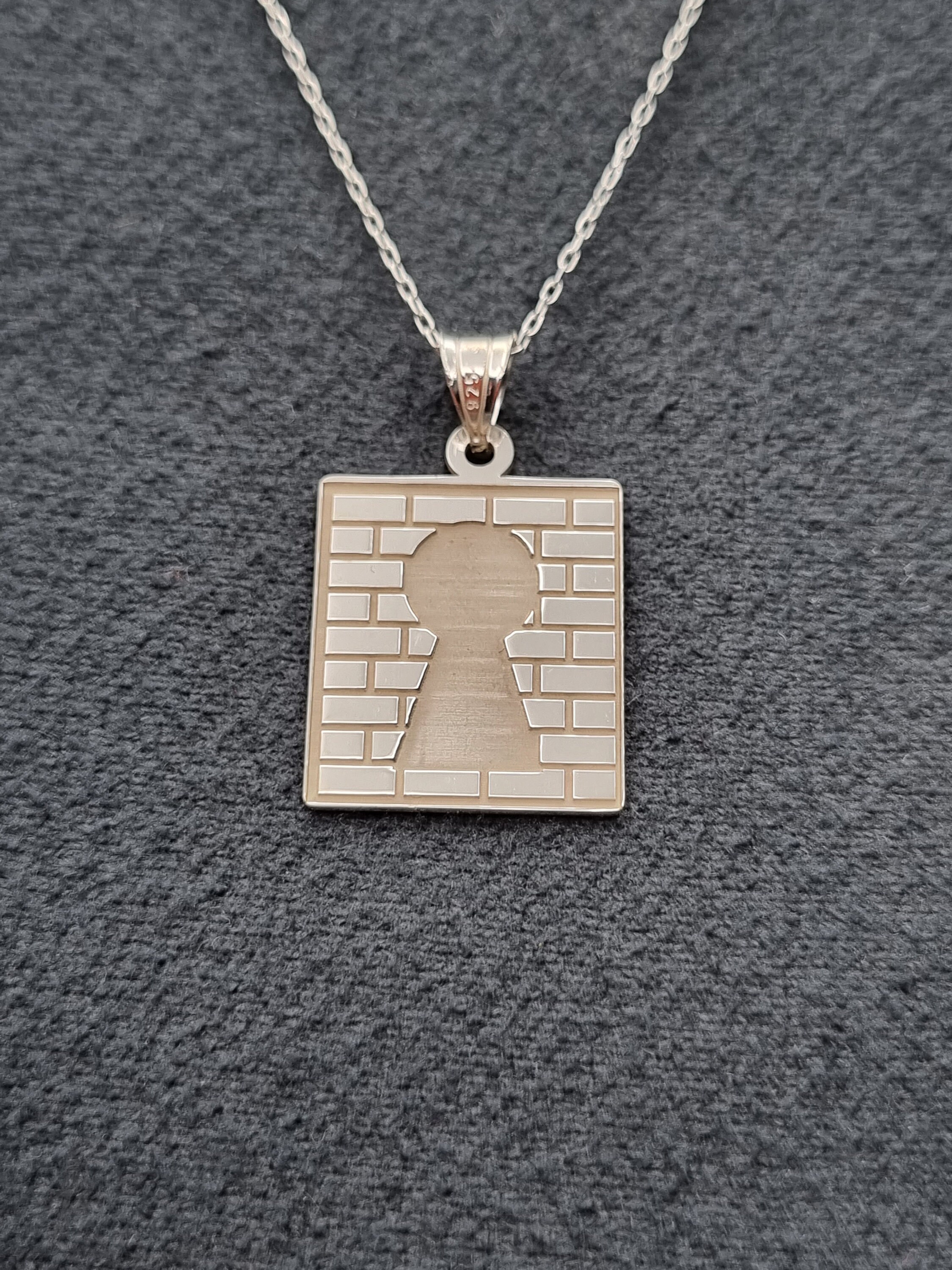 925k スターリングシルバー 幾何学模様 ロックペンダントネックレス