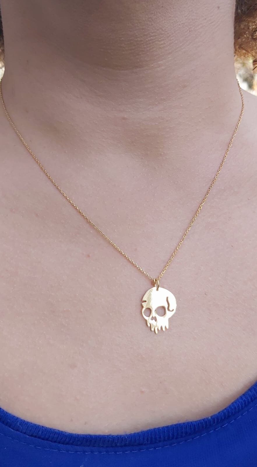 Flongo Collana con scheletro dorato gotico