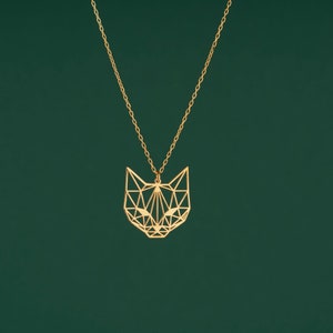 Origami Cat Necklace, 925k Silver Animal Pendant, Elegant Pendant, Casual Necklace, Geometric Pendant, Tiny Necklace, Christmas Gift.