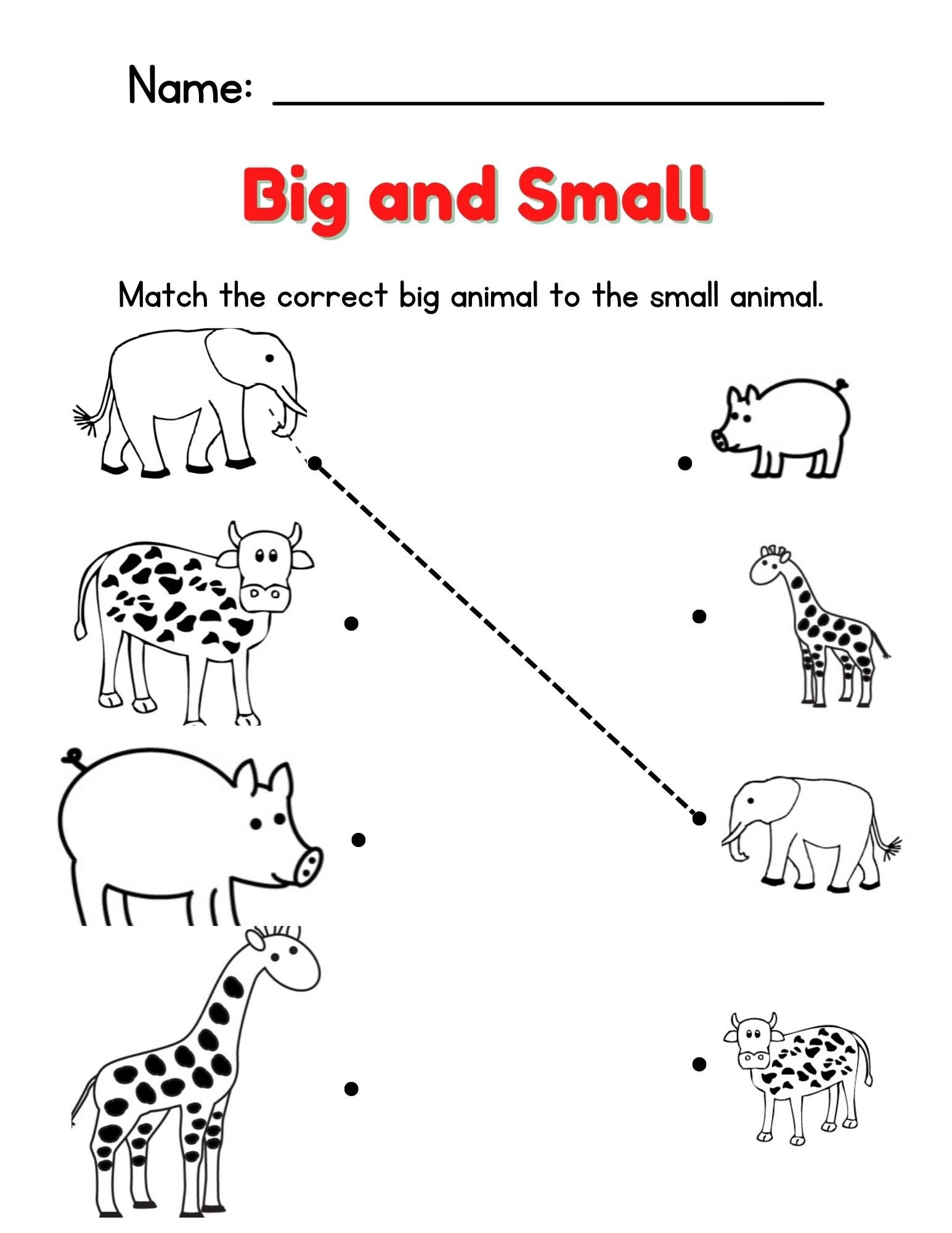 Big Or Small Animal Free Activities online for kids in