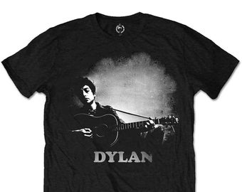 Vintage T-Shirt - Bob Dylan Unisex Guitar and Logo '60s Classic Rock Folk Blues Gospel Country Band Tee