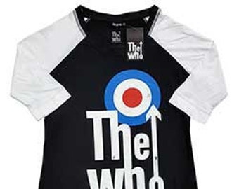 Vintage T-Shirt - The Who Ladies Elevated Target Pete Townsend Raglan Retro '60s Classic Rock Top