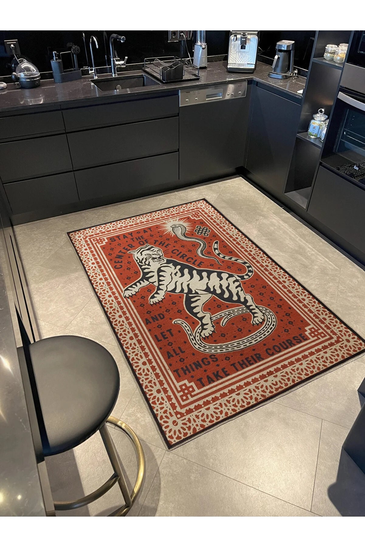 Red Tiger Print Rug, Modern Animal Design Home Decoration, Cool Modern ...